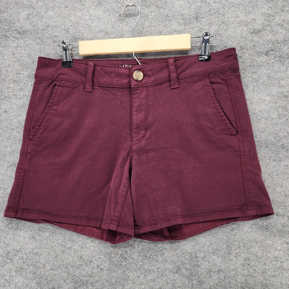 American Eagle Shorts Womens 8 Red Midi Stretch Mid Rise